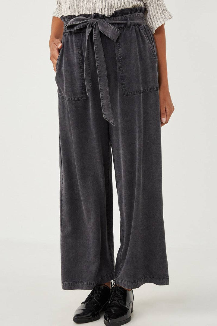 Womens Garment Dyed Tencel Wide Leg Pant