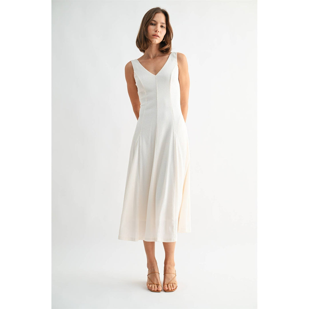 Textured Knit V-Neck Dress
