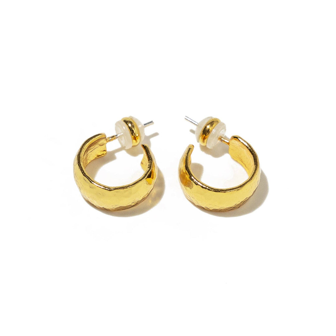 24K Gold Mini Hammered Hoops