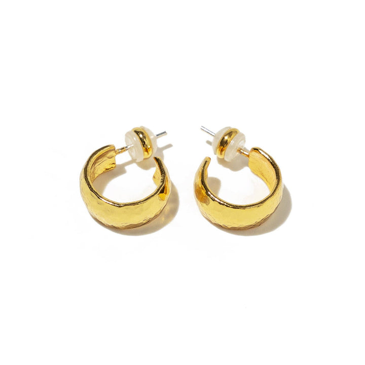 24K Gold Mini Hammered Hoops
