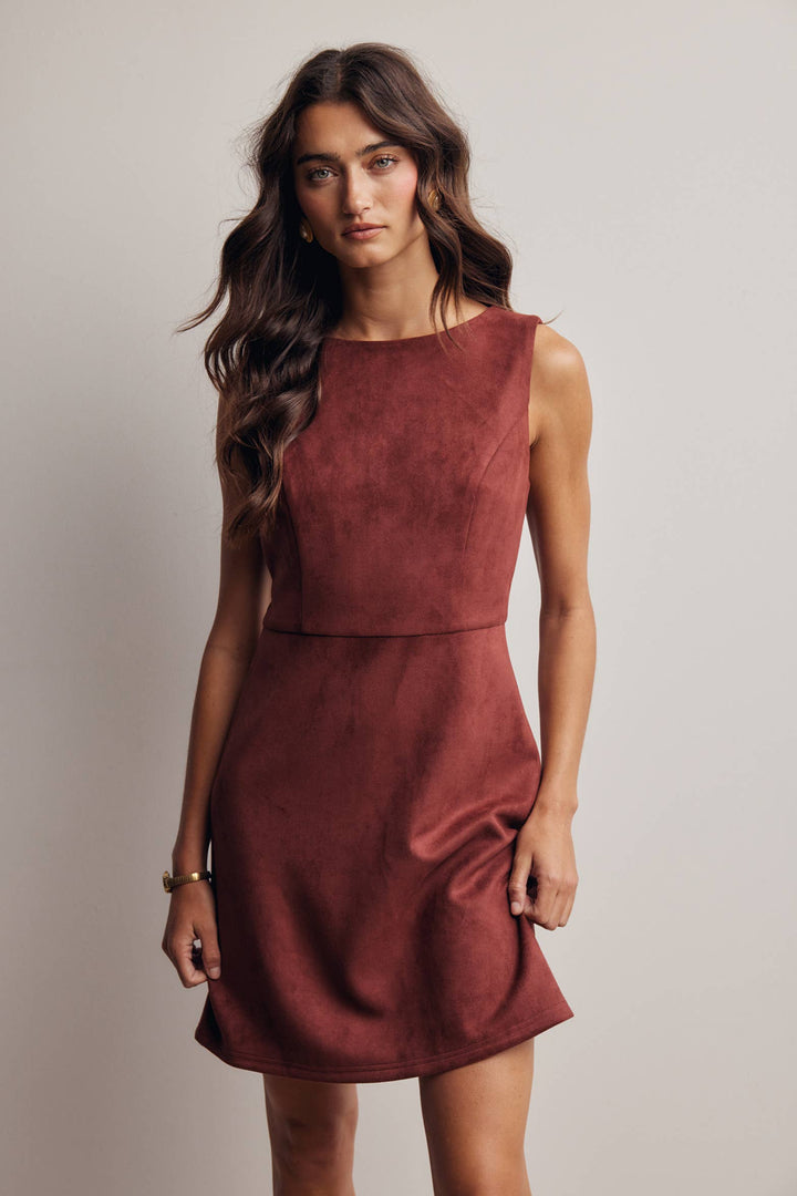 Stretch Suede Sleeveless Mini Dress FD0059