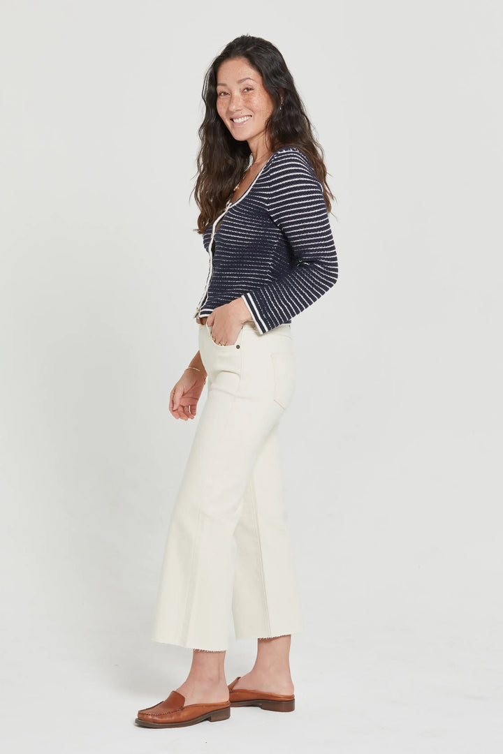 Ankle Crop High Rise Jean in Ivory