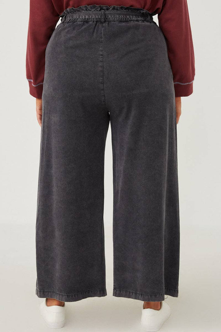 Womens Garment Dyed Tencel Wide Leg Pant
