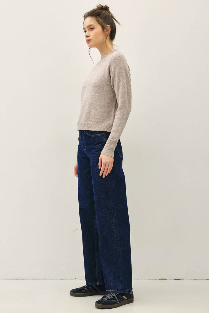 Classic Crew Neck Long Sleeve Knit Sweater