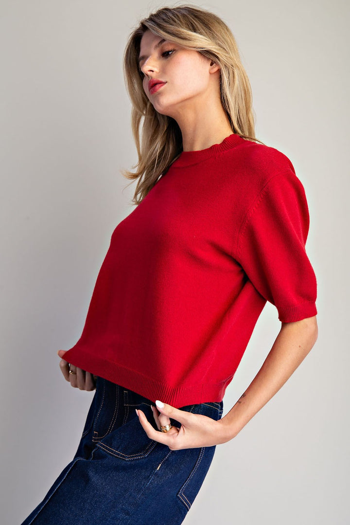 Round Neck Half Sleeve Sweater