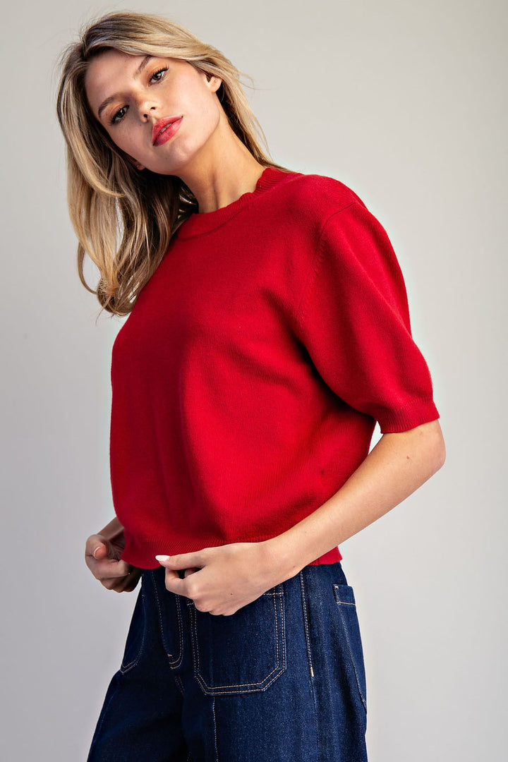 Round Neck Half Sleeve Sweater
