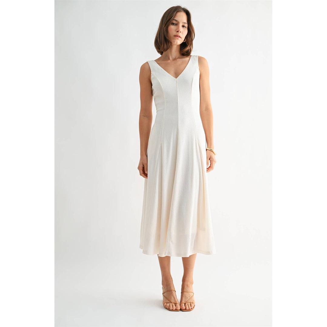 Textured Knit V-Neck Dress