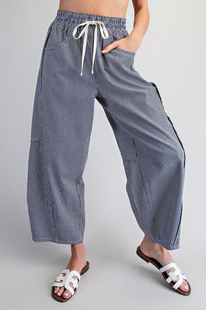 Striped Relaxed Fit Barrel Pants