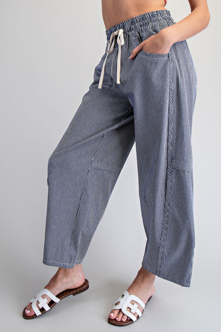 Striped Relaxed Fit Barrel Pants