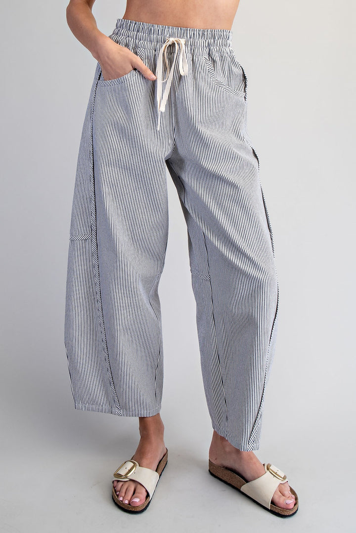 Striped Relaxed Fit Barrel Pants