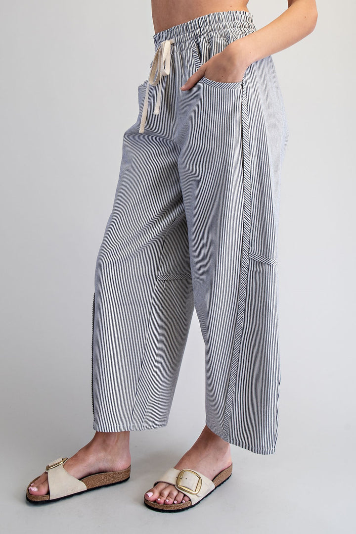 Striped Relaxed Fit Barrel Pants