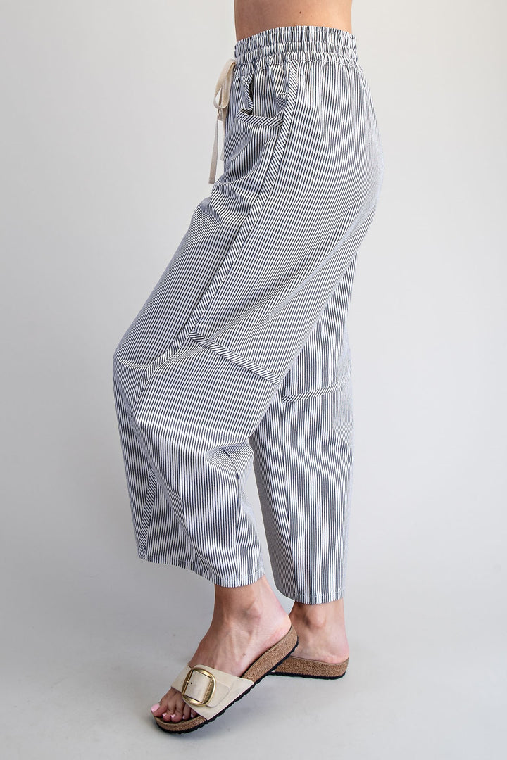 Striped Relaxed Fit Barrel Pants