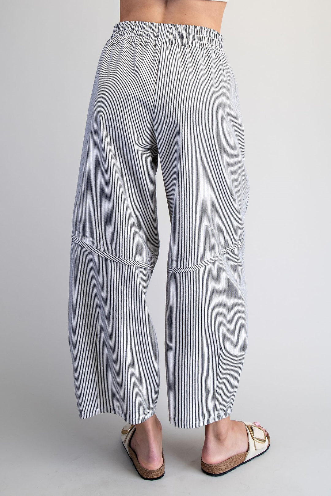 Striped Relaxed Fit Barrel Pants