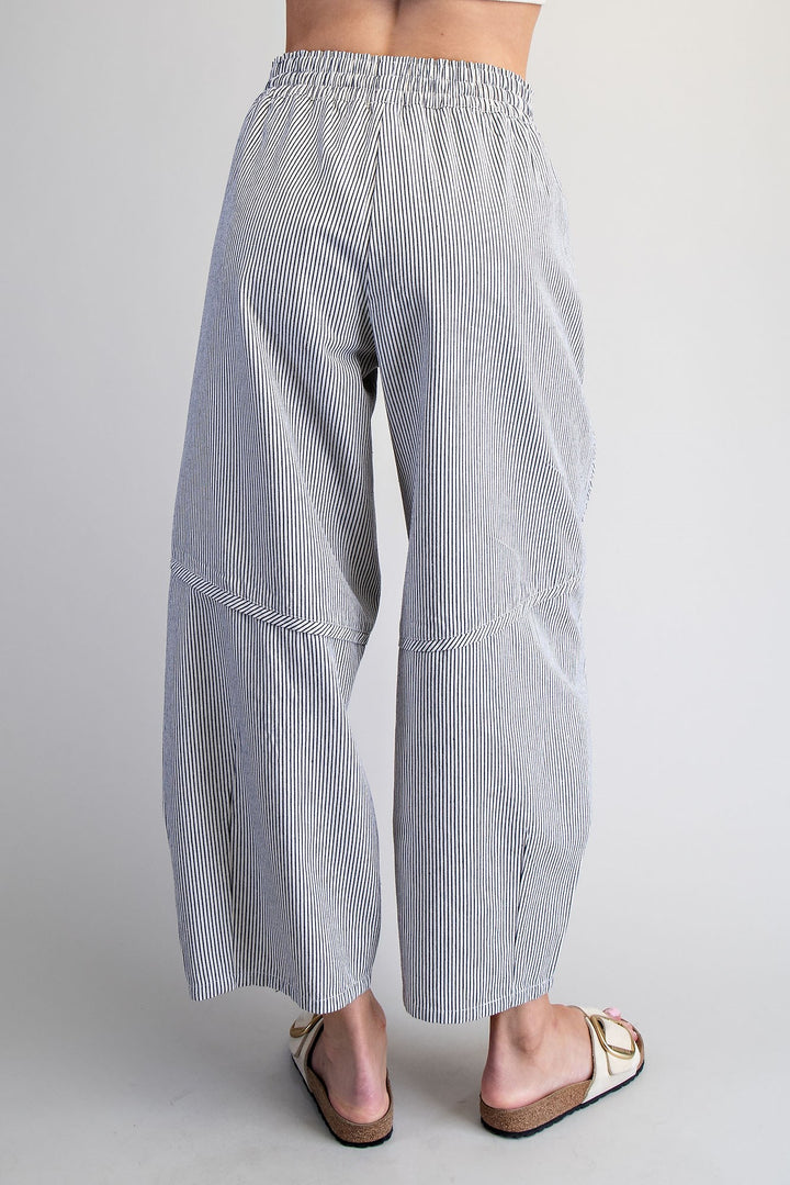Striped Relaxed Fit Barrel Pants