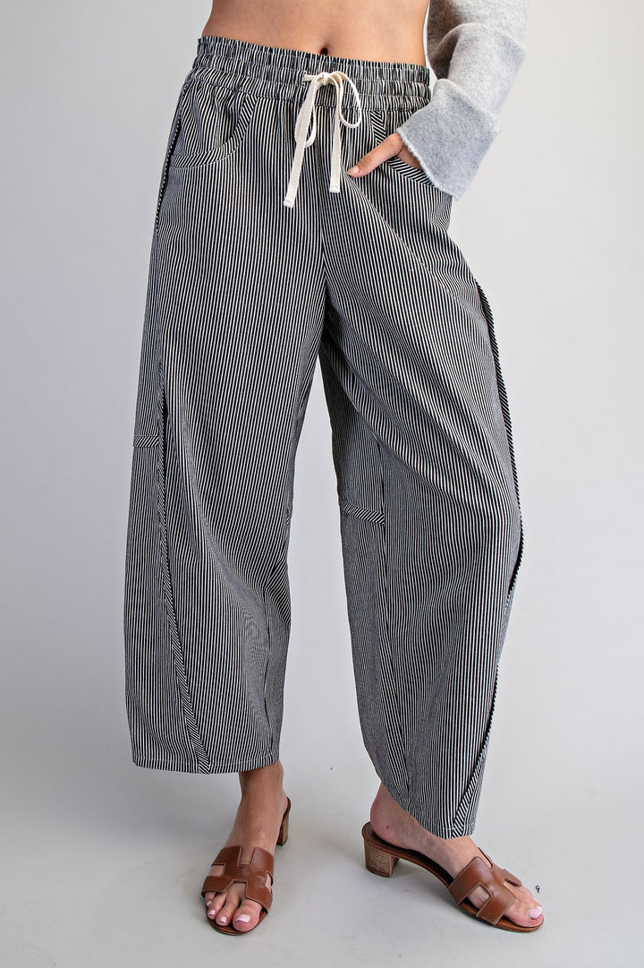 Striped Relaxed Fit Barrel Pants