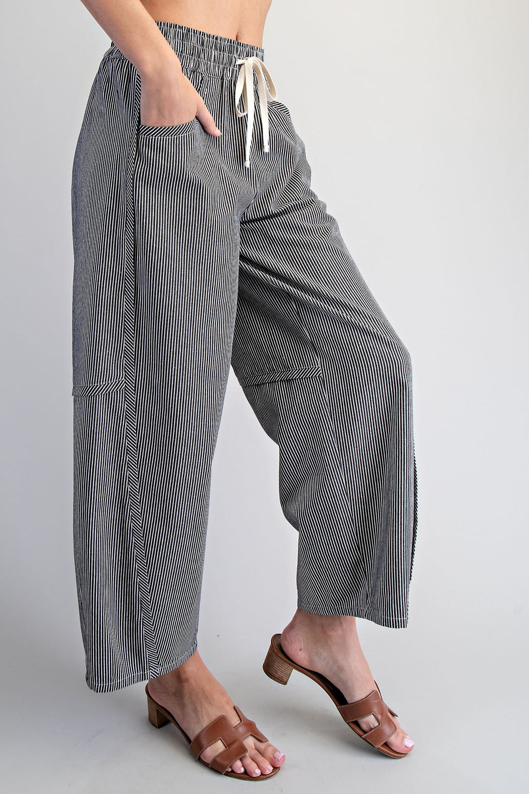 Striped Relaxed Fit Barrel Pants