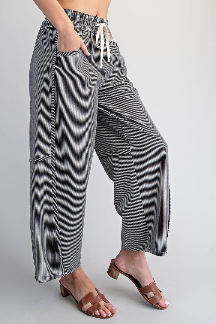 Striped Relaxed Fit Barrel Pants