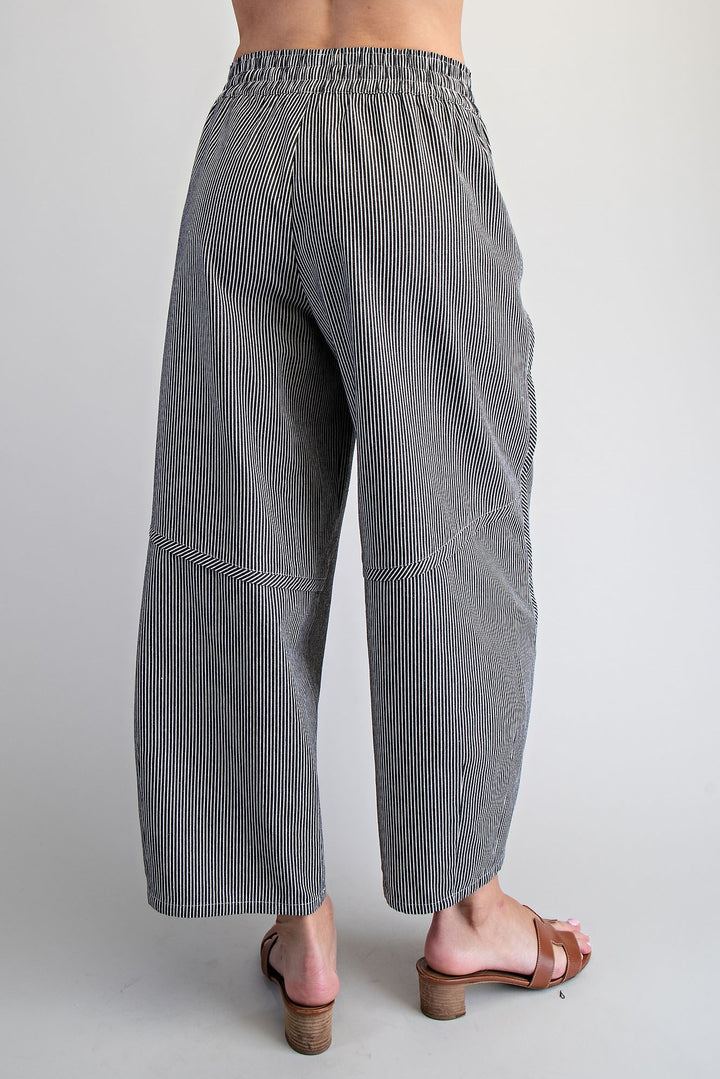 Striped Relaxed Fit Barrel Pants