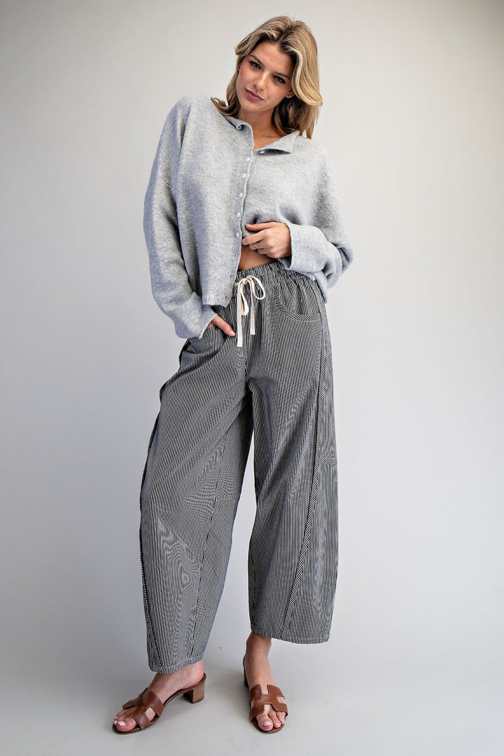 Striped Relaxed Fit Barrel Pants