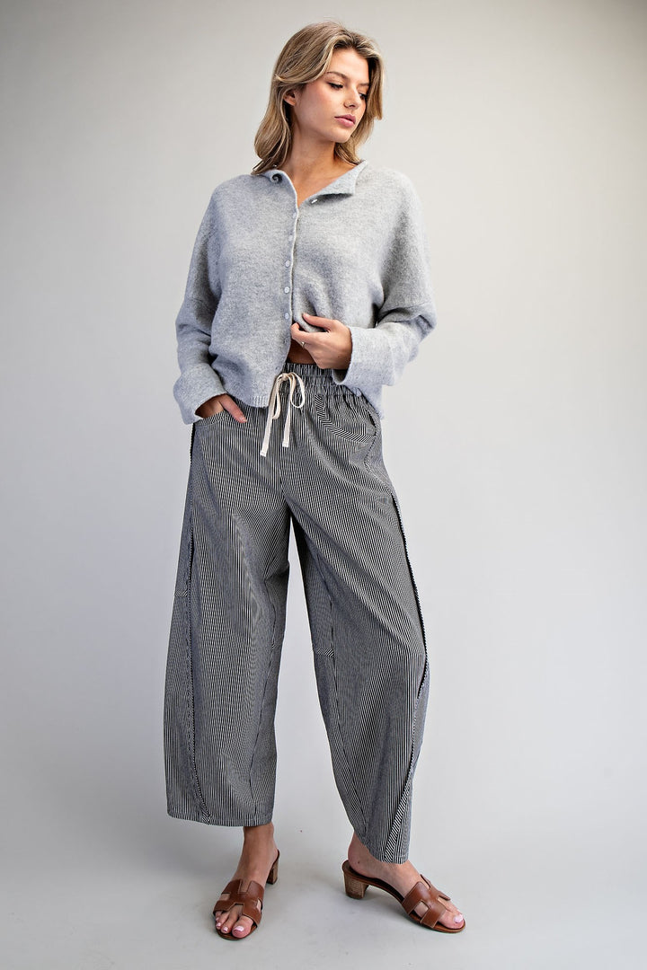 Striped Relaxed Fit Barrel Pants