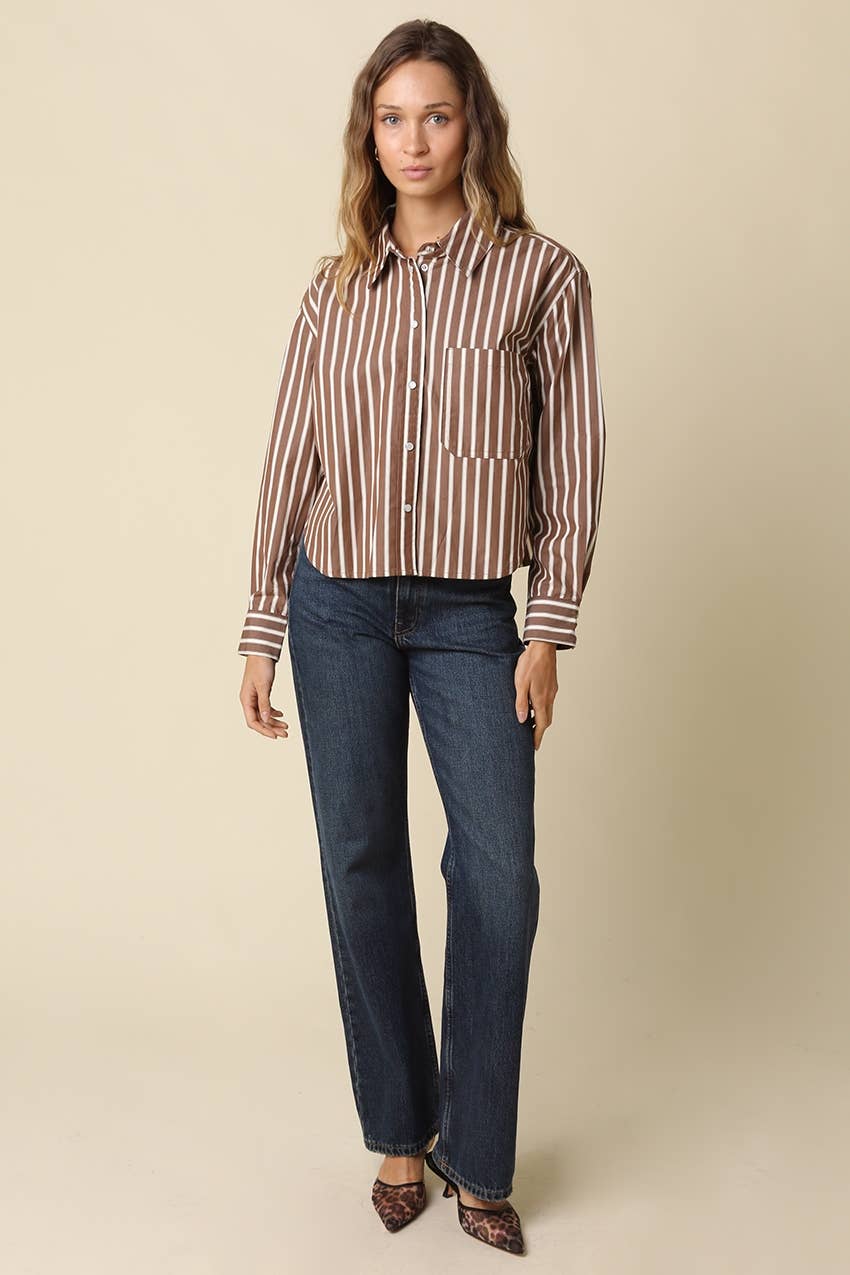 Leah Stripe Button-Up Shirt