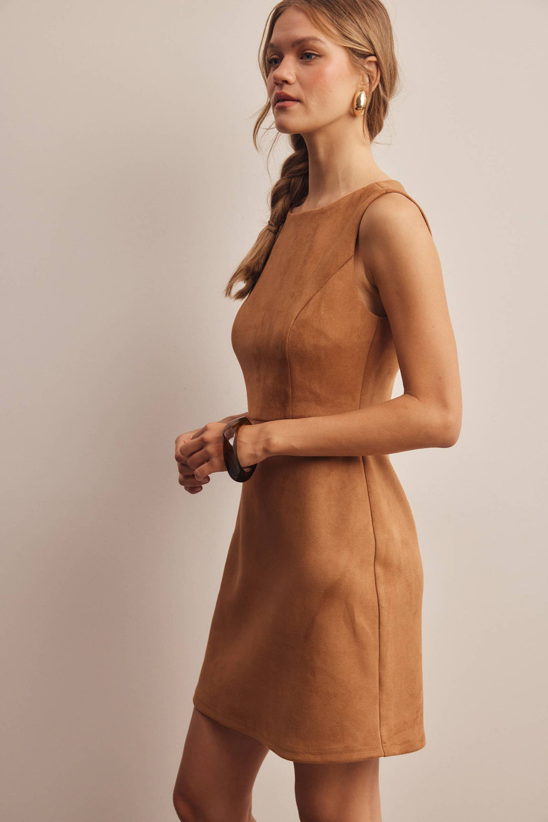 Stretch Suede Sleeveless Mini Dress FD0059
