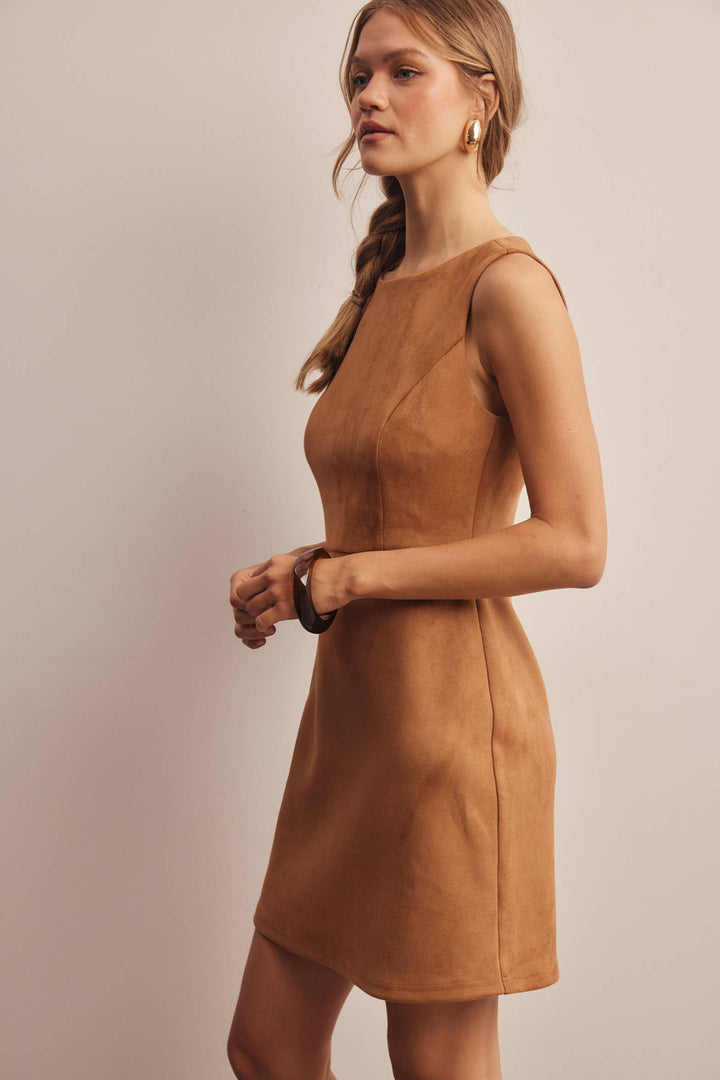 Stretch Suede Sleeveless Mini Dress FD0059