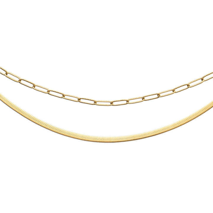 Waterproof Gold Herringbone Layered Necklace