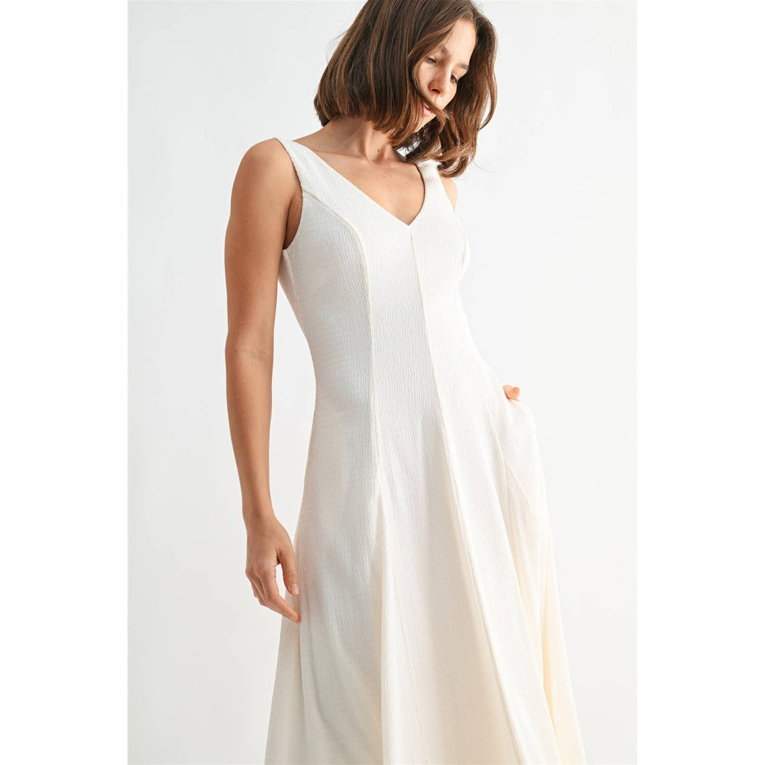 Textured Knit V-Neck Dress