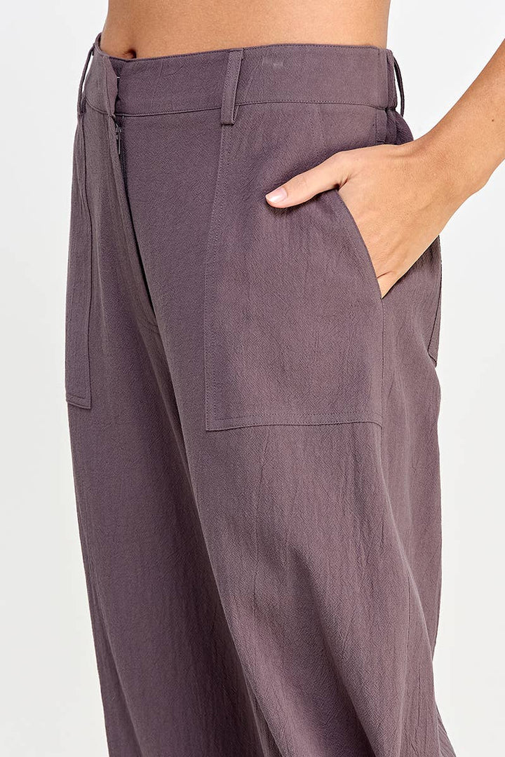 Tapered Pants with Button Detail