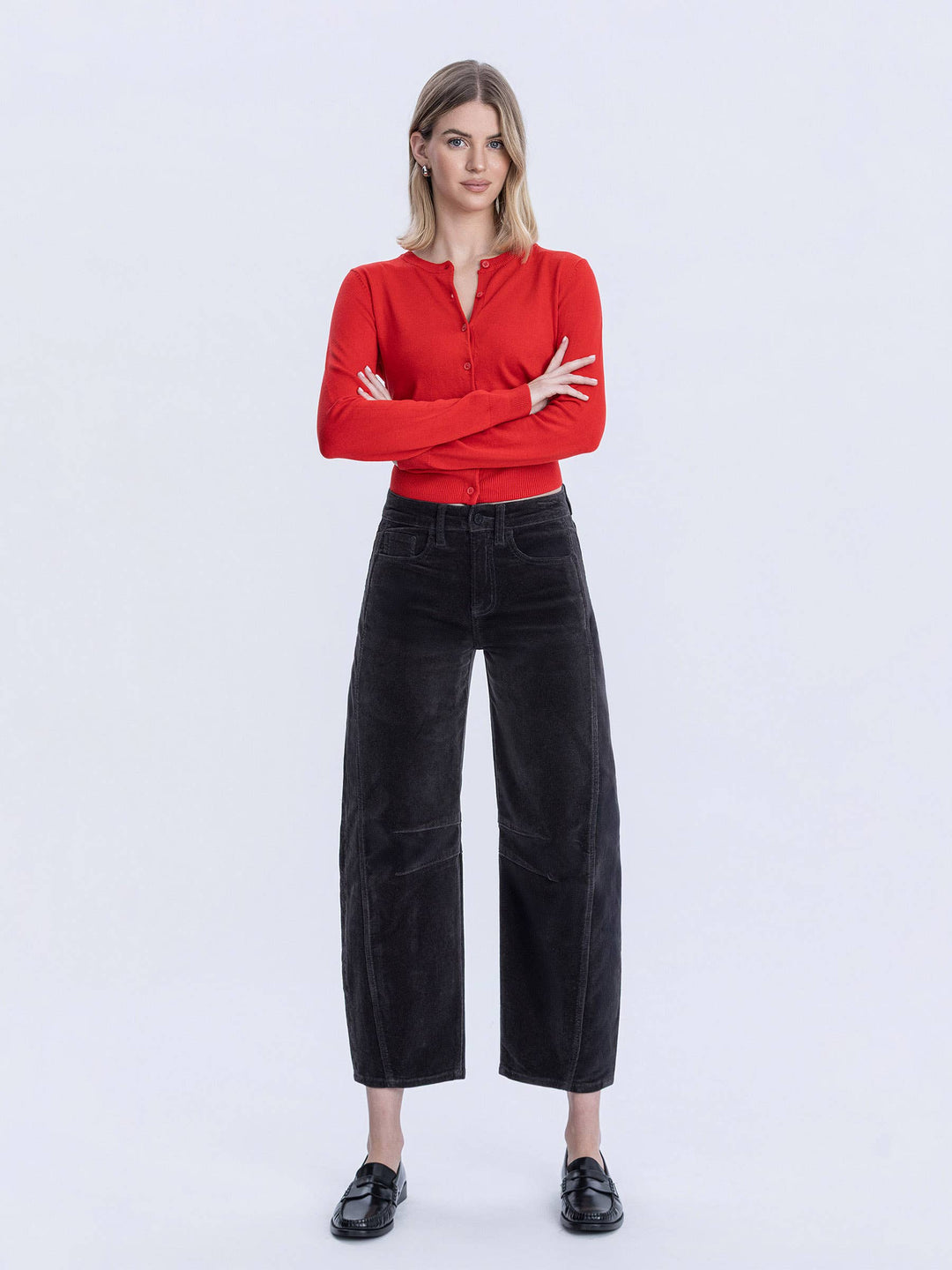 High Rise Corduroy Barrel Jeans