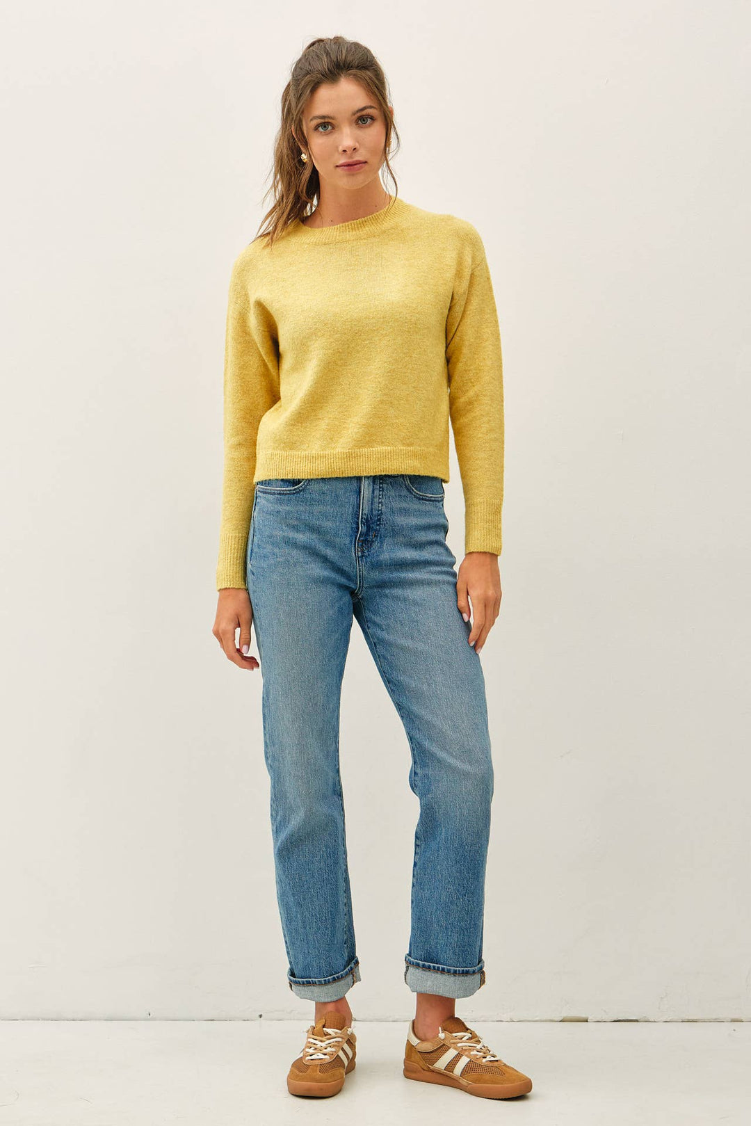 Classic Crew Neck Long Sleeve Knit Sweater