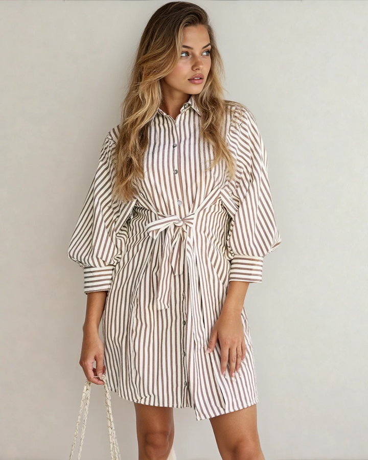 Knot Waist Shirt Dress