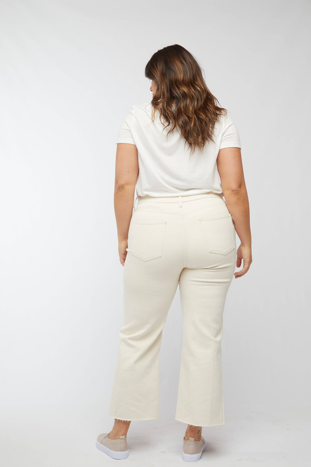Ankle Crop High Rise Jean in Ivory