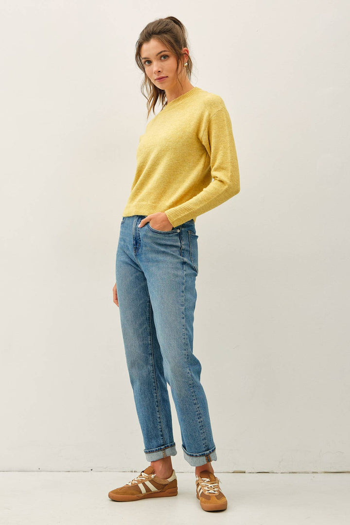 Classic Crew Neck Long Sleeve Knit Sweater