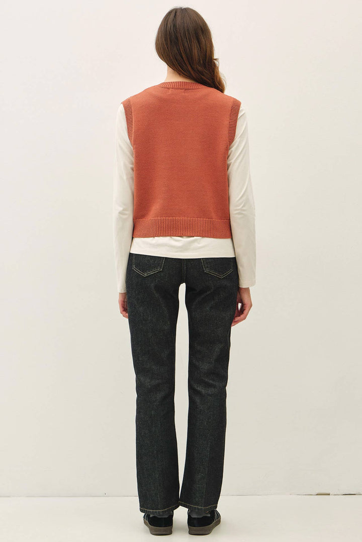 Classic Cable Knit Button Up Sweater Vest