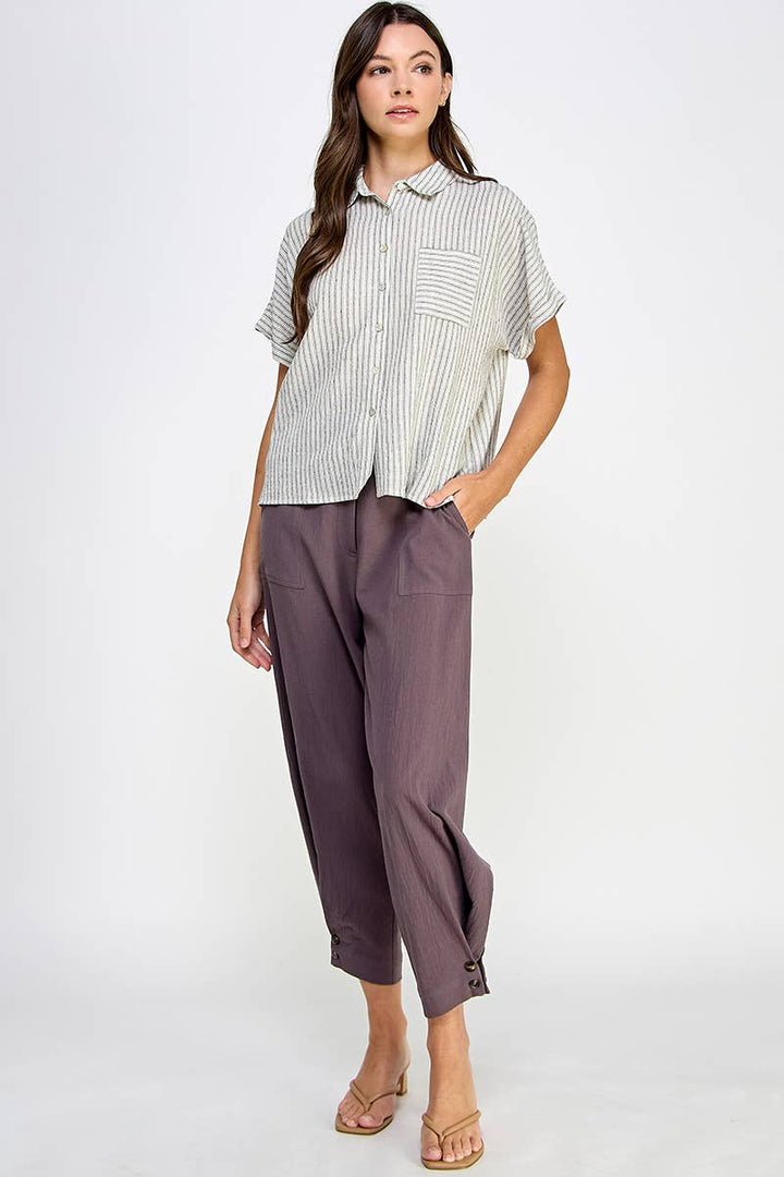 Tapered Pants with Button Detail