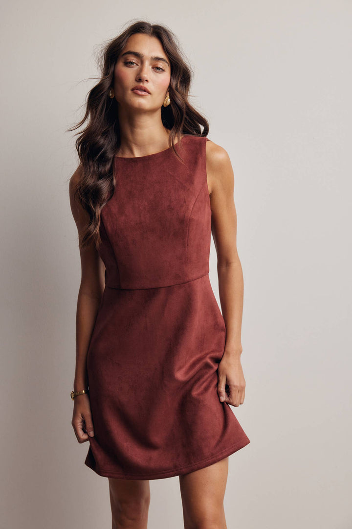 Stretch Suede Sleeveless Mini Dress FD0059