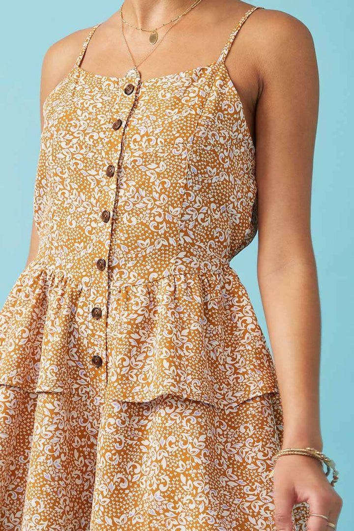 Womens Floral Paisley Buttoned Wide Leg Romper