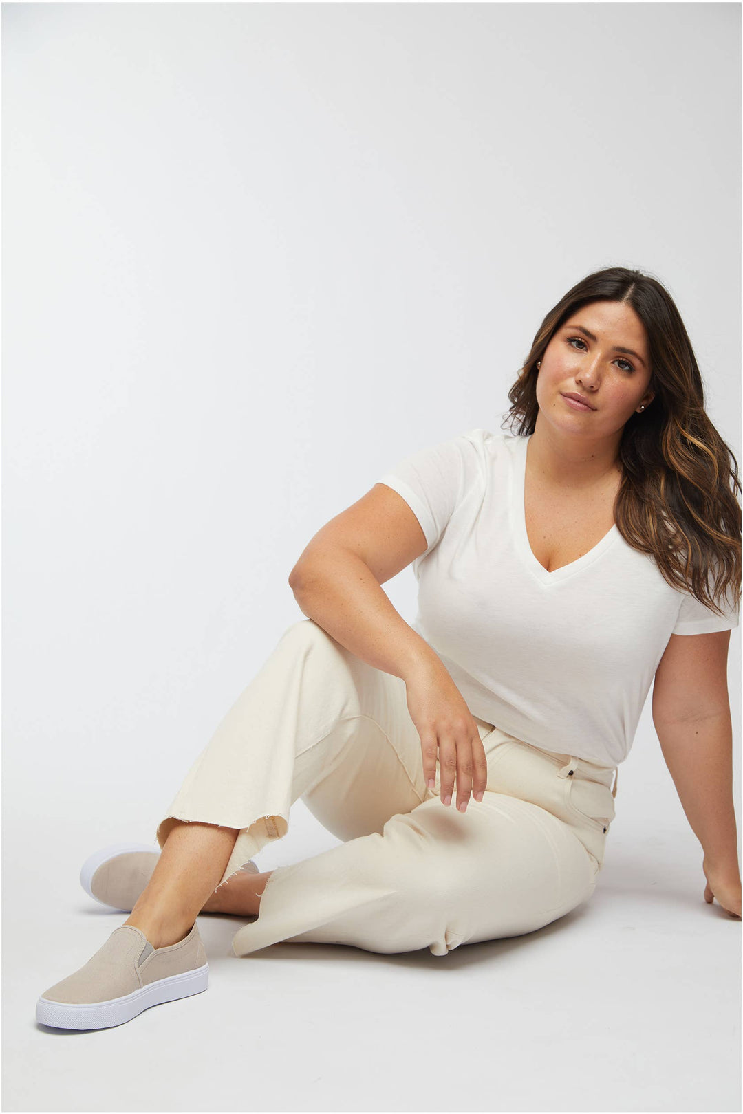 Ankle Crop High Rise Jean in Ivory