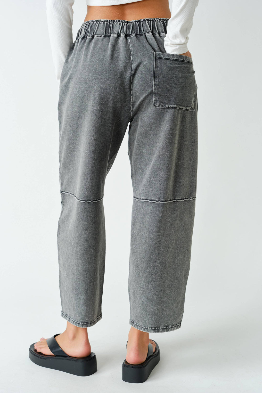 Cotton Blend Mineral Wash Straight Leg Pants