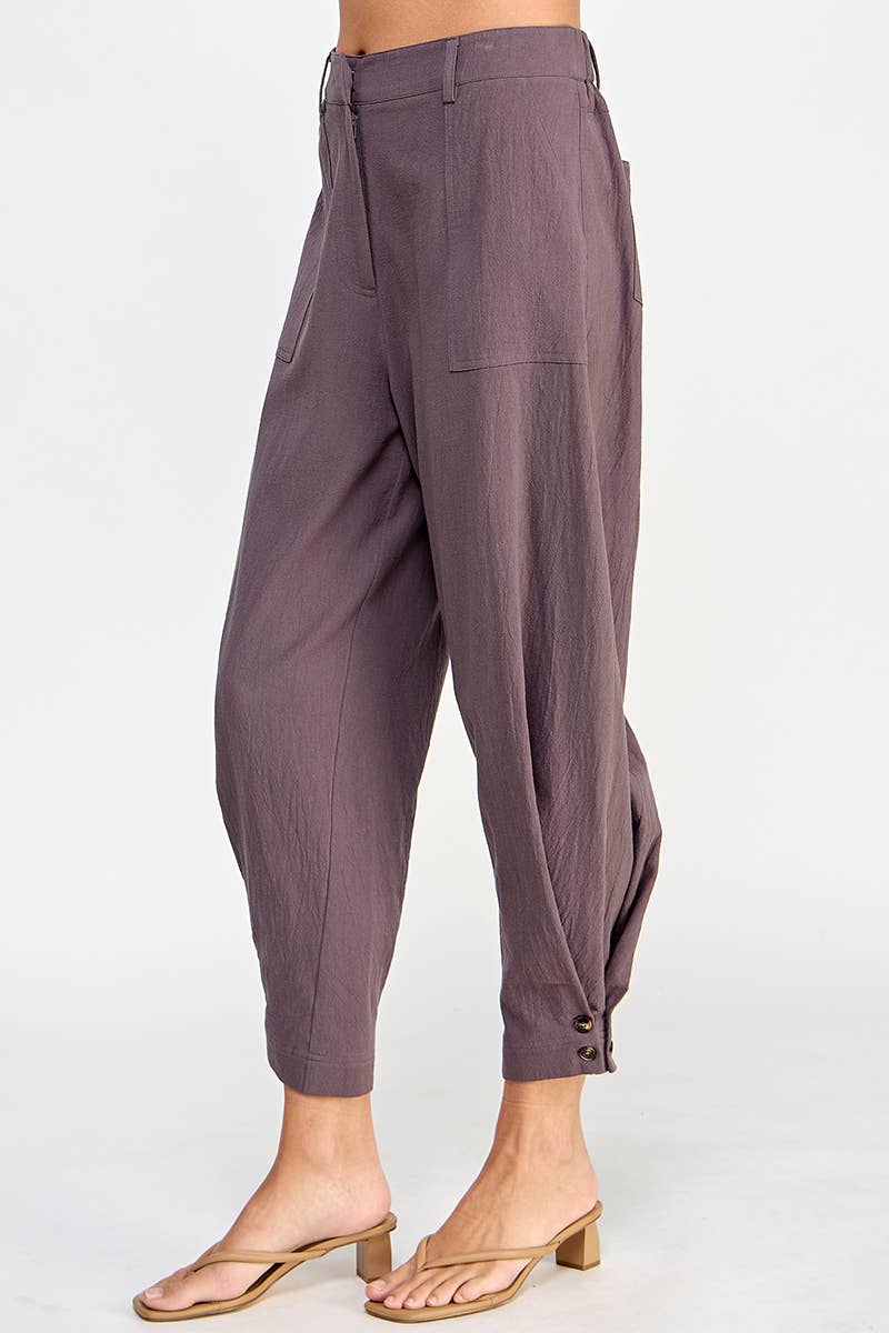 Tapered Pants with Button Detail