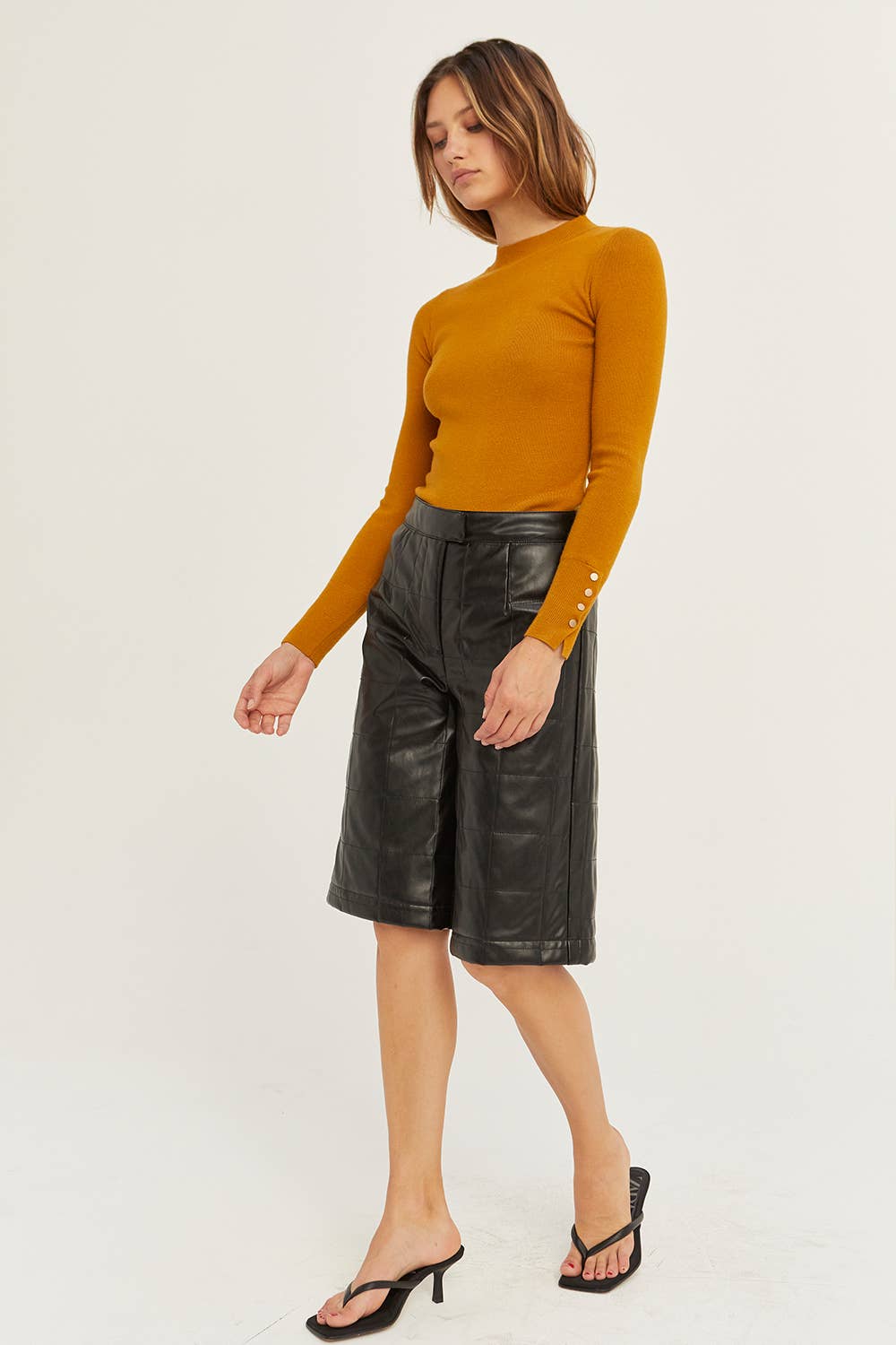 Megan Knit Top with Sleeve Snap Detail