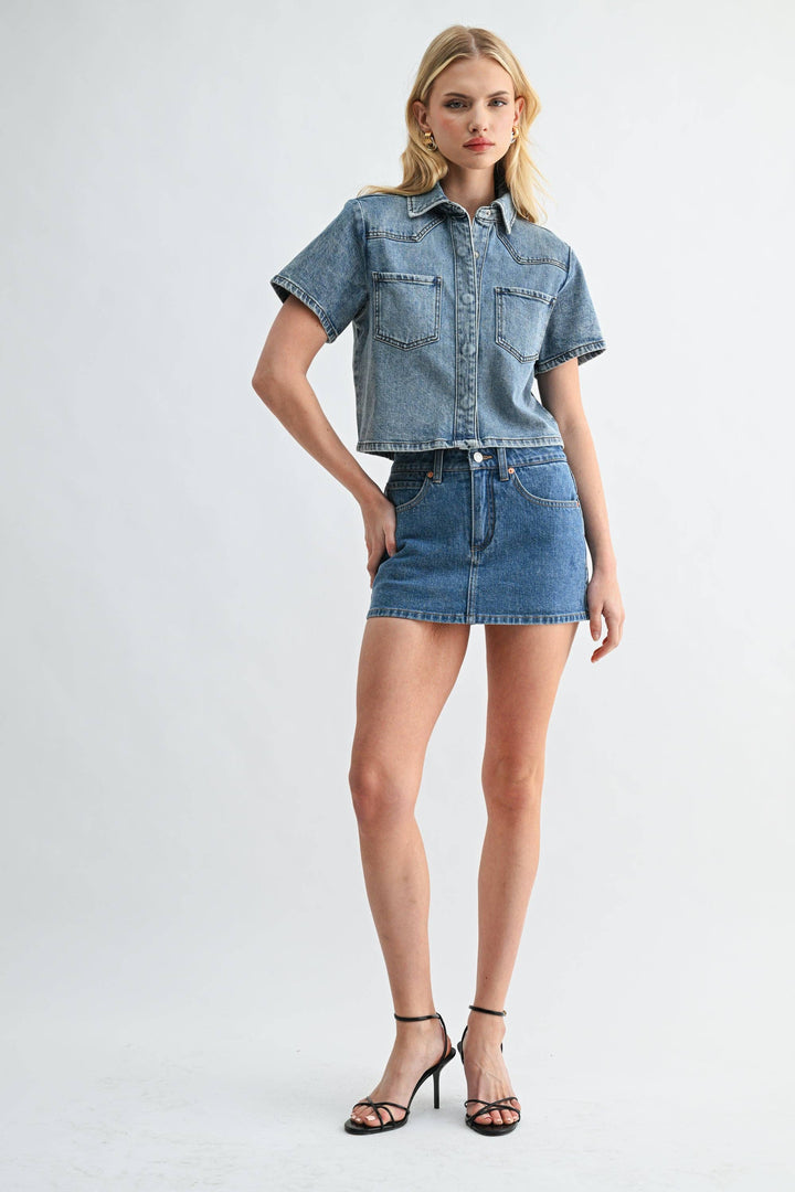 The Muse Mini-Shirt Medium Wash