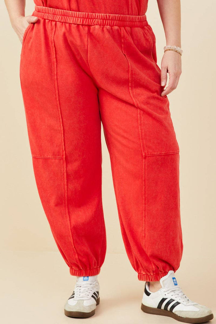 Womens Washed Paneled Knit Joggers