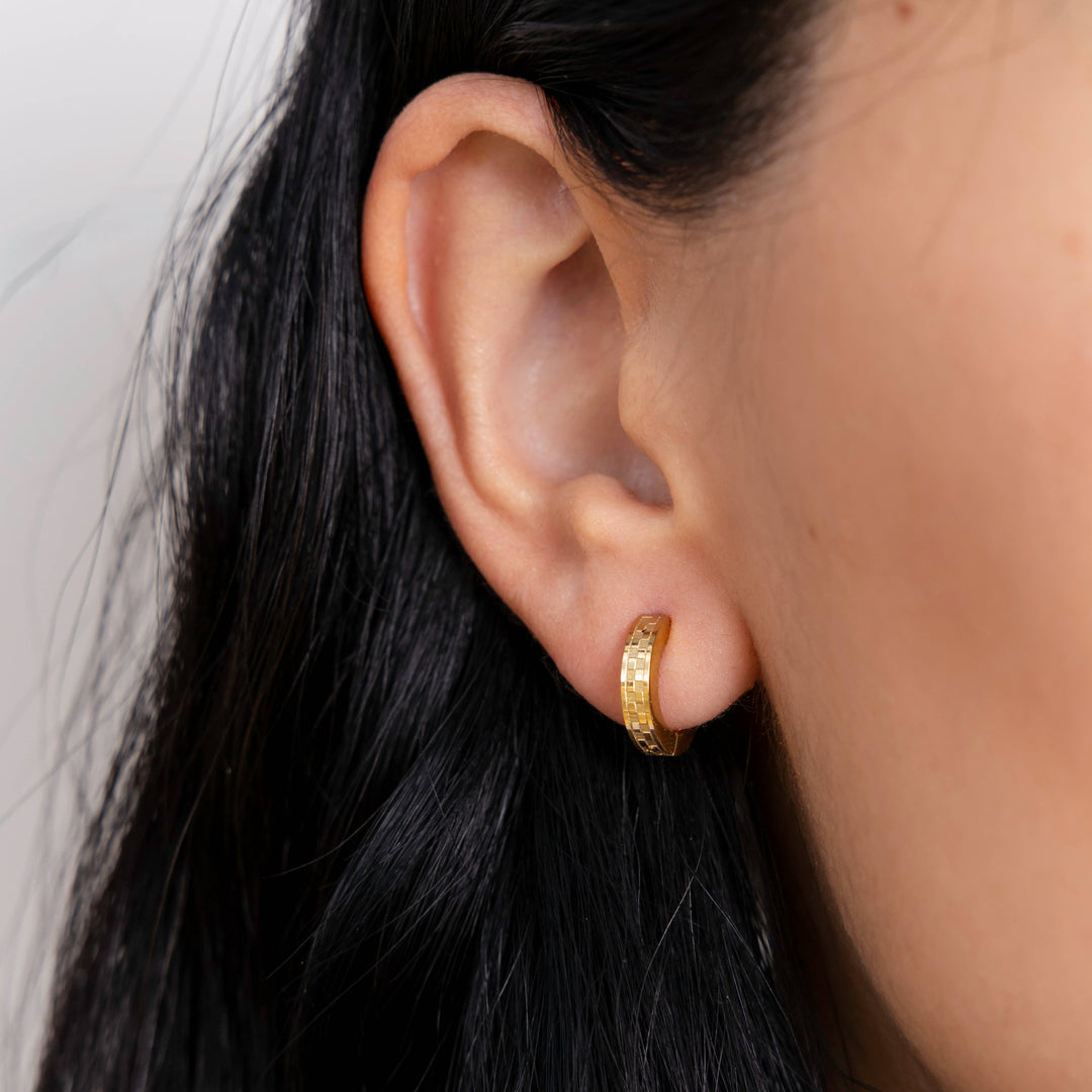 Chess Waterproof Gold Huggie Earrings
