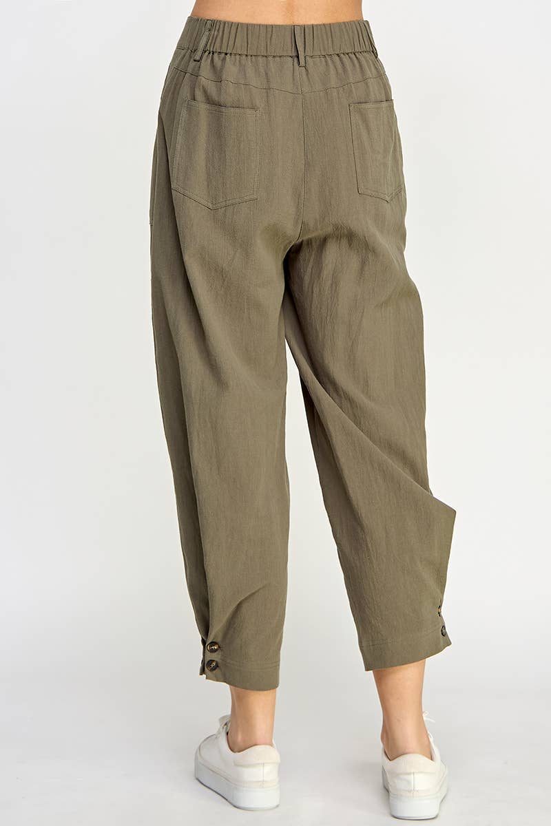Tapered Pants with Button Detail
