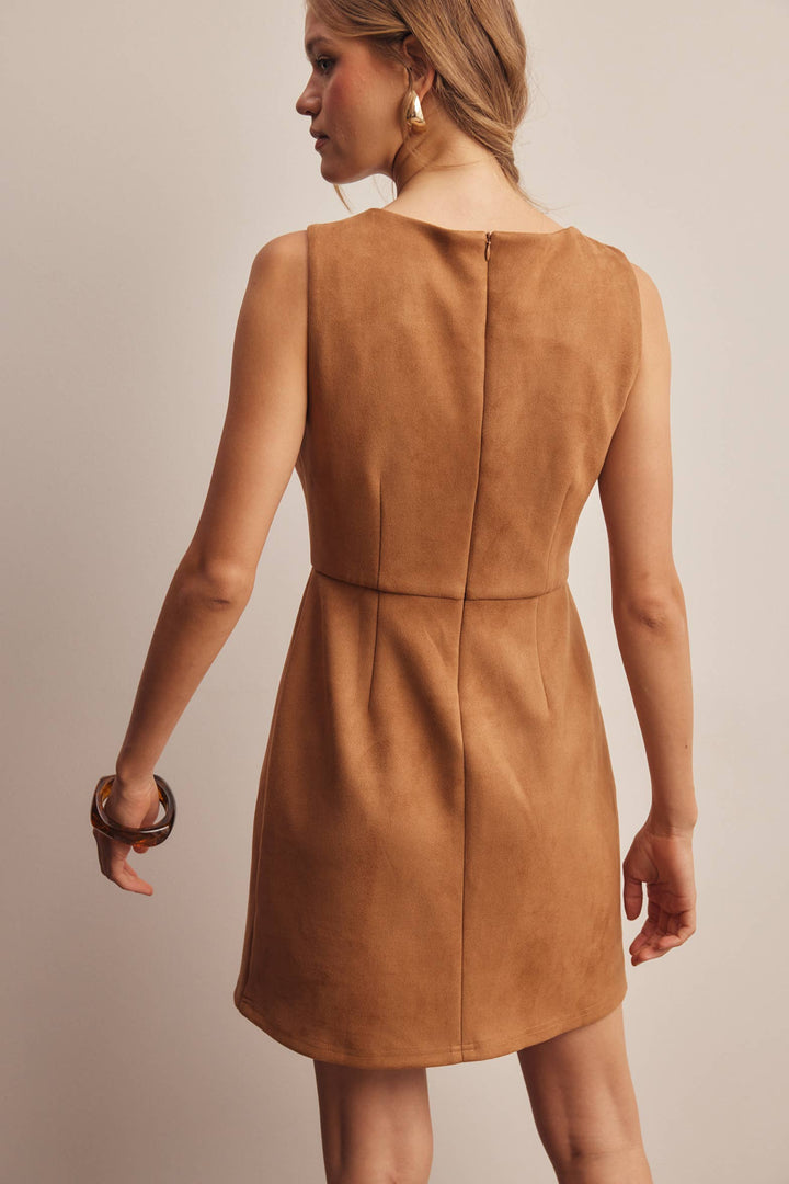 Stretch Suede Sleeveless Mini Dress FD0059