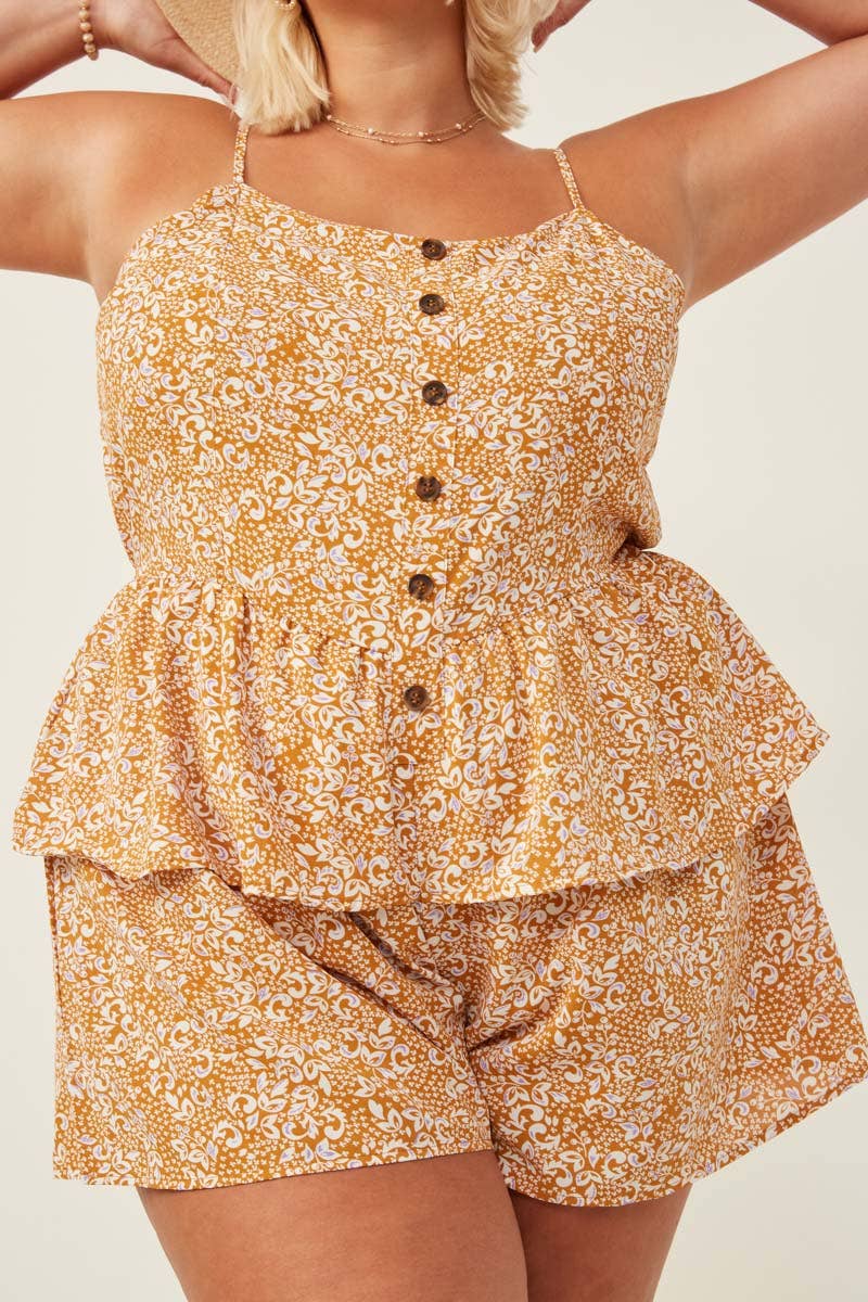 Womens Floral Paisley Buttoned Wide Leg Romper
