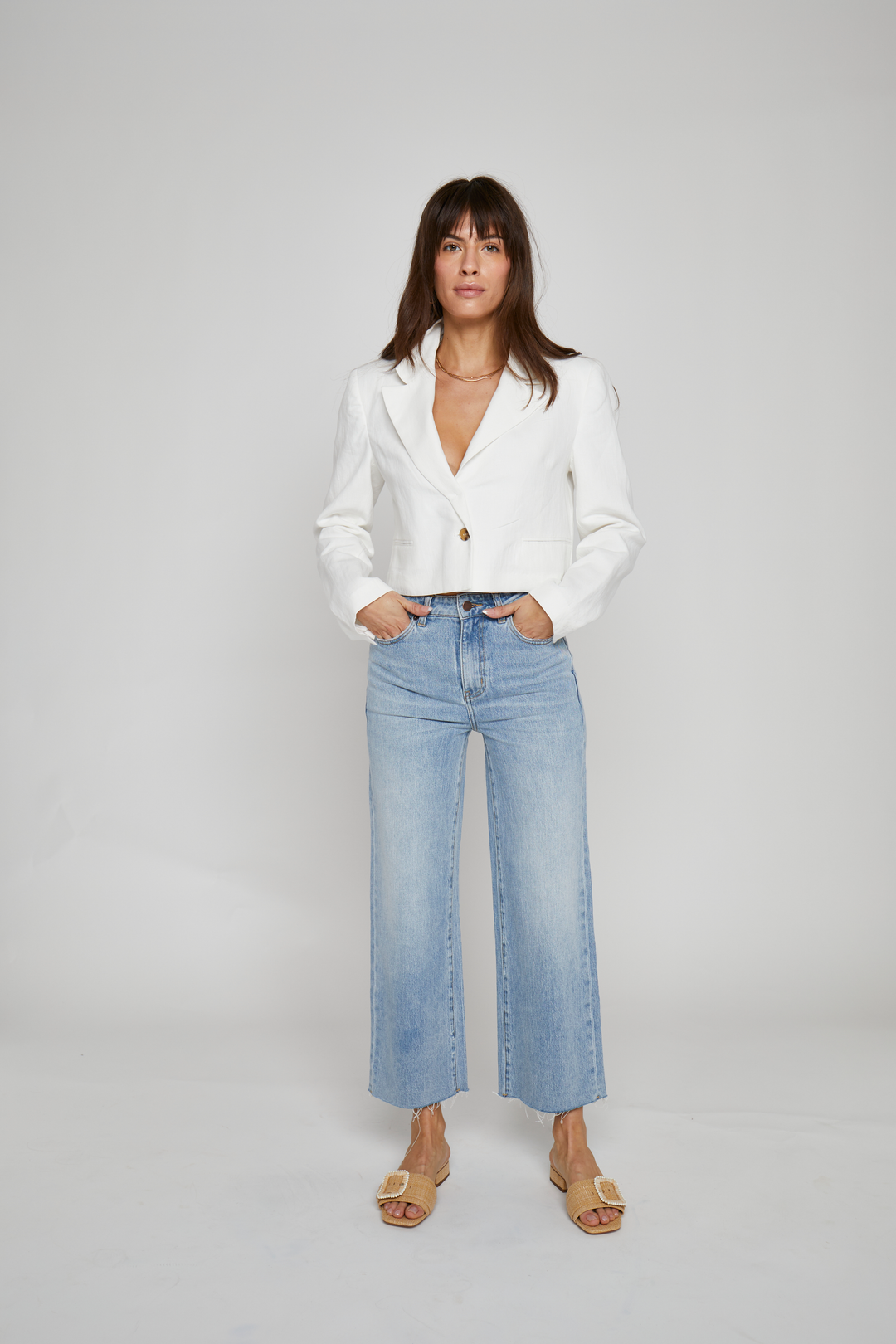 Ankle Crop High Rise Jean in Light Indigo
